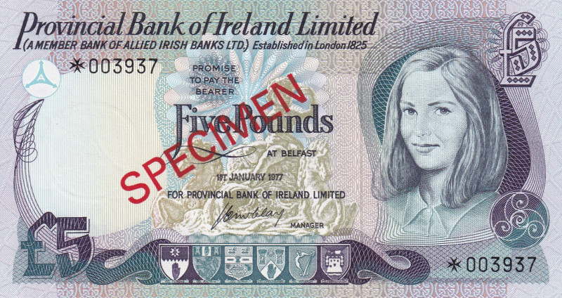 Northern Ireland, 5 Pounds, 1977, UNC, p248aCS2, SPECIMEN
Collector Series
Est...