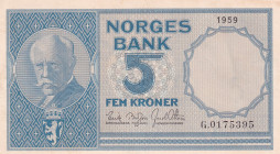 Norway, 5 Kroner, 1959, XF(+), p30f
Estimate: USD 25-50