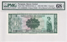 Paraguay, 1 Guarani, 1963, UNC, p193a
PMG 68 EPQ, High Condition 
Estimate: USD 60-120