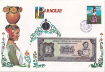 Paraguay, 5 Guaraníes, 1963, UNC, p195b, FOLDER
In its stamped and stamped special envelope.
Estimate: USD 15-30