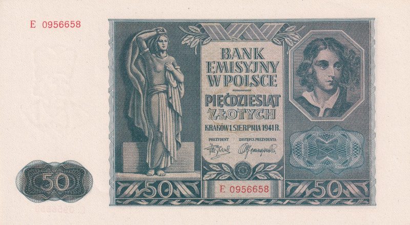 Poland, 50 Zlotych, 1941, UNC, p102
Estimate: USD 25-50