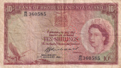 Rhodesia & Nyasaland, 10 Shillings, 1961, VF, p20b
Queen Elizabeth II. Potrait, Stained
Estimate: USD 150-300