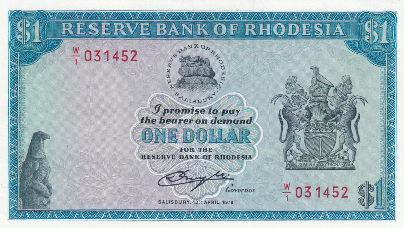 Rhodesia, 1 Dollar, 1978, UNC, p34c
Estimate: USD 40-80