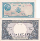 Romania, 1.000-5.000 Lei, 1943/1945, p52; p55, (Total 2 banknotes)
1.000 Lei, UNC(-); 5.000 Lei, AUNC
Estimate: USD 20-40