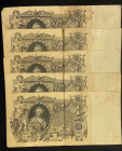 Russia, 100 Rubles, 1910, p13, (Total 5 banknotes)
In different condition between FINE and VF, There are rips, bands, rips and stains
Estimate: USD ...