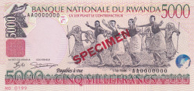 Rwanda, 5.000 Francs, 1998, UNC, p28s, SPECIMEN
Estimate: USD 40-80
