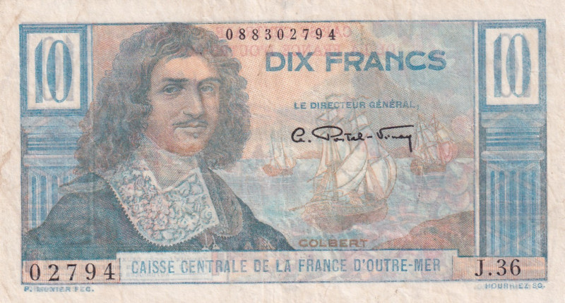 Saint Pierre & Miquelon, 10 Francs, 1950/1960, VF, p23
Stained
Estimate: USD 2...