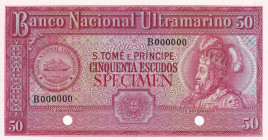 Saint Thomas & Prince, 50 Escudos, 1950, UNC, p37cts, SPECIMEN
Color Experiment, Banco Nacional Ultramarino
Estimate: USD 250-500