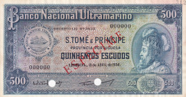 Saint Thomas & Prince, 500 Escudos, 1956, UNC, p39s, SPECIMEN
Banco Nacional Ultramarino
Estimate: USD 450-900