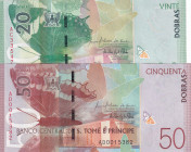 Saint Thomas & Prince, 20-50 Dobras, 2016, UNC, p72; p73, (Total 2 banknotes)
Estimate: USD 20-40