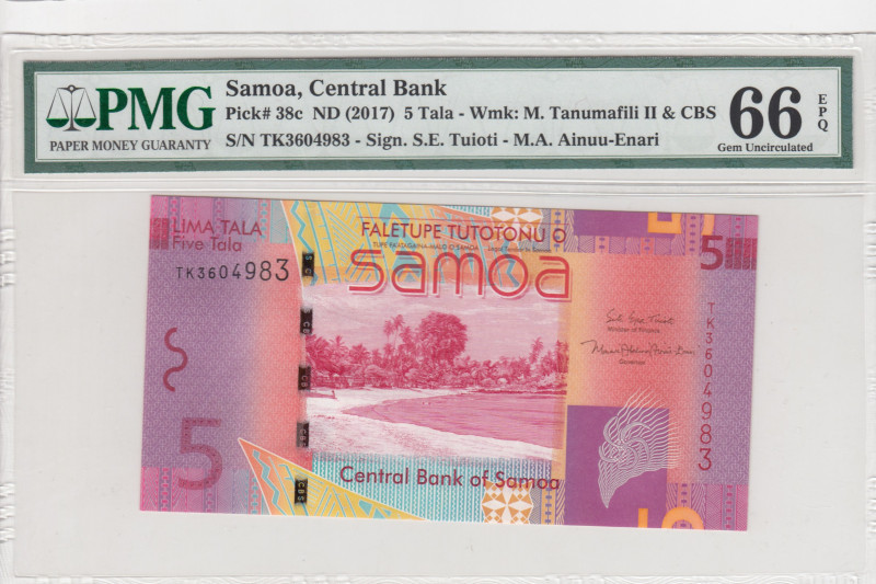 Samoa, 5 Tala, 2017, UNC, p38c
PMG 66 EPQ
Estimate: USD 25-50