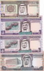 Saudi Arabia, 1-5-5-10 Riyals, 1983/1984, UNC, p21d; p22d; p23d, (Total 4 banknotes)
Estimate: USD 20-40