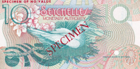 Seychelles, 10 Rupees, 1979, UNC, p23s, SPECIMEN
Seychelles Monetary Authorıty
Estimate: USD 50-100