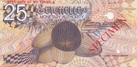 Seychelles, 25 Rupees, 1979, UNC, p24s, SPECIMEN
Seychelles Monetary Authorıty
Estimate: USD 75-150