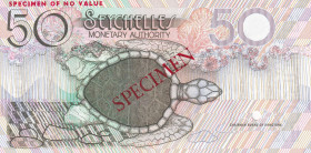 Seychelles, 50 Rupees, 1979, UNC, p25s, SPECIMEN
Seychelles Monetary Authorıty
Estimate: USD 100-200