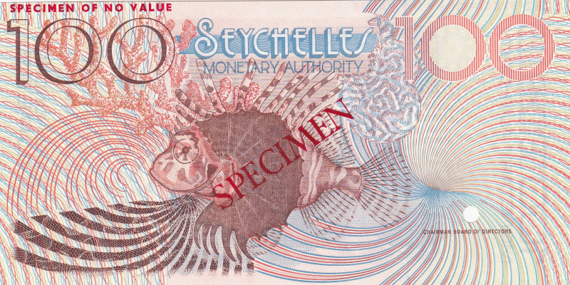 Seychelles, 100 Rupees, 1979, UNC, p27s, SPECIMEN
Seychelles Monetary Authorıty...