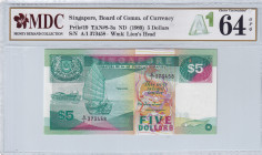 Singapore, 5 Dollars, 1989, UNC, p19
MDC 64 GPQ
Estimate: USD 30-60