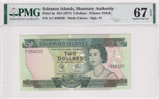 Solomon Islands, 2 Dollars, 1977, UNC, p5a
PMG 67 EPQ, High condition 
Estimate: USD 35-70