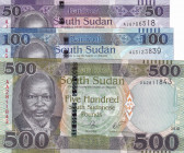 South Sudan, 50-100-500 Pounds, 2017/2018, UNC, p14c; p15c; pNew, (Total 3 banknotes)
Estimate: USD 20-40