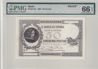 Spain, 50 Pesetas, 1902, UNC, p52s, PROOF
PMG 66 EPQ, El Banco De Espana
Estimate: USD 350-700