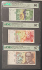 Spain, 1.000-2.000-5.000 Pesetas, 1992/1996, UNC, p162; p163; p165, (Total 3 banknotes)
First 1000 and same serial number, 1.000 Pesetas, PMG 66 EPQ;...