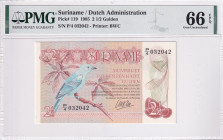 Suriname, 2 1/2 Gulden, 1985, UNC, p119
PMG 66 EPQ, Dutch Administration
Estimate: USD 50-100
