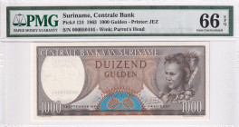 Suriname, 1.000 Gulden, 1963, UNC, p124
PMG 66 EPQ
Estimate: USD 50-100
