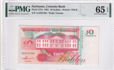 Suriname, 10 Gulden, 1991, UNC, p137a
PMG 65 EPQ, Central Bank
Estimate: USD 40-80