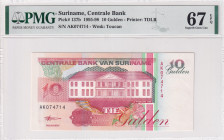 Suriname, 10 Gulden, 1995/1998, UNC, p137b
PMG 67 EPQ, High condition 
Estimate: USD 50-100