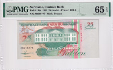 Suriname, 25 Gulden, 1991, UNC, p138a
PMG 65 EPQ, Central Bank
Estimate: USD 30-60