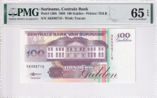 Suriname, 100 Gulden, 1998, UNC, p139b
PMG 65 EPQ, Central Bank
Estimate: USD 50-100