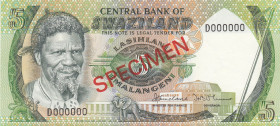Swaziland, 5 Emalangeni, 1982/1984, UNC, p9a, SPECIMEN
Estimate: USD 40-80