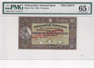 Switzerland, 5 Franken, 1936, UNC, p11hs, SPECIMEN
PMG 65 EPQ
Estimate: USD 100-200