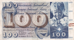 Switzerland, 100 Franken, 1964, VF, p49f
There are stains and rips
Estimate: USD 25-50