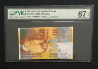 Switzerland, 10 Franken, 2013, UNC, p67e
PMG 67 EPQ, High condition 
Estimate: USD 30-60