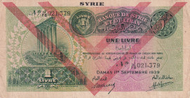 Syria, 1 Livre, 1939, VF(-), p40e
There are stains and openings.
Estimate: USD 25-50
