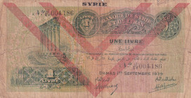 Syria, 1 Livre, 1939, FINE, p40e
There are rips, bands, rips and stains
Estimate: USD 20-40