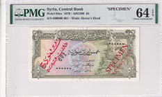 Syria, 5 Pounds, 1970, UNC, p94cs, SPECIMEN
PMG 64 EPQ
Estimate: USD 300-600
