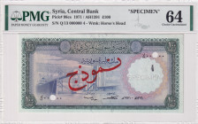 Syria, 100 Pounds, 1971, UNC, p98cs, SPECIMEN
PMG 64
Estimate: USD 1000-2000