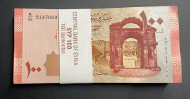Syria, 100 Pounds, 2019, UNC, p113, BUNDLE
(Total 100 banknotes)
Estimate: USD 25-50