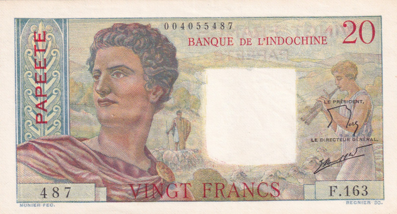 Tahiti, 20 Francs, 1954/1958, UNC, p21b
Banque De L `Indochine
Estimate: USD 1...