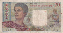Tahiti, 20 Francs, 1951/1963, VF, p21c
Stained
Estimate: USD 20-40