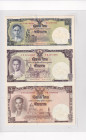 Thailand, 1-5-10 Baht, 2007, UNC, p117 
In 3 blocks. Uncut, With the same serial number
Estimate: USD 40-80