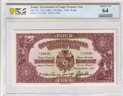 Tonga, 4 Shillings, 1955, UNC, p9c
PCGS 64, Goverment of Tonga Tresury Note
Estimate: USD 125-250