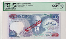 Tunisia, 10 Dinars, 1983, UNC, p80s, SPECIMEN
PCGS 66 PPQ
Estimate: USD 100-200