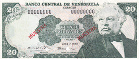 Venezuela, 20 Bolívares, 1977, UNC, p53s2, SPECIMEN
Estimate: USD 50-100