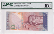 Venezuela, 10 Bolívares, 2013, UNC, p90d
PMG 67 EPQ, High condition 
Estimate: USD 25-50