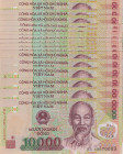 Viet Nam, 10.000 Dong, 2019, UNC, p119, (Total 20 consecutive banknotes)
Polymer plastics banknote
Estimate: USD 15-30