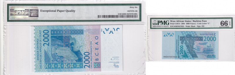 West African States, 2.000 Francs, 2004, UNC, p316Cb
PMG 66 EPQ, "C'' Burkina F...