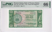Western Samoa, 1 Tala, 1967, UNC, p16d
PMG 66 EPQ
Estimate: USD 160-320